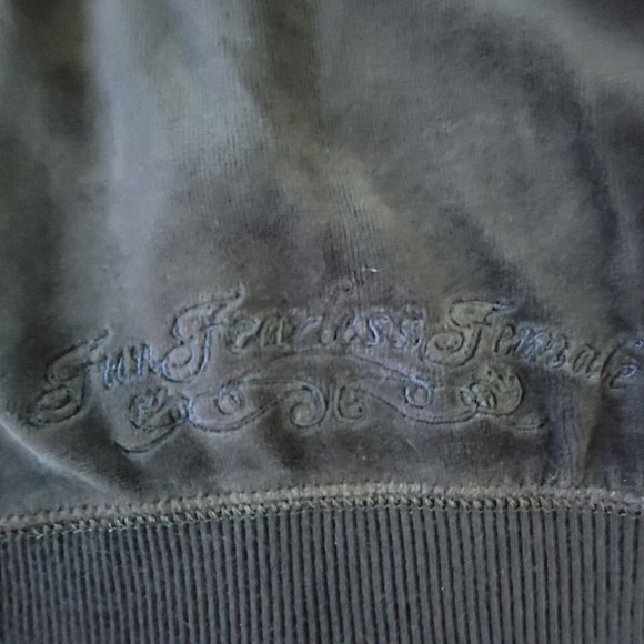 USAPro Womens Velour Track Suit Small Grey Hooded Faith Fearless Female Y2K - Picture 7 of 16